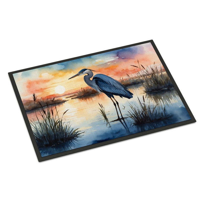 Blue Heron Setting Sun Doormat, 18" W x 27" L