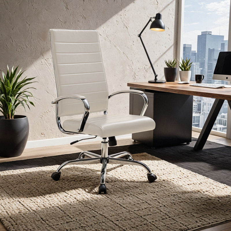 Mulkey High-Back Leather Executive Office Chair – Adjustable Swivel Desk Chair for Computer, Conference, or Home Office Use