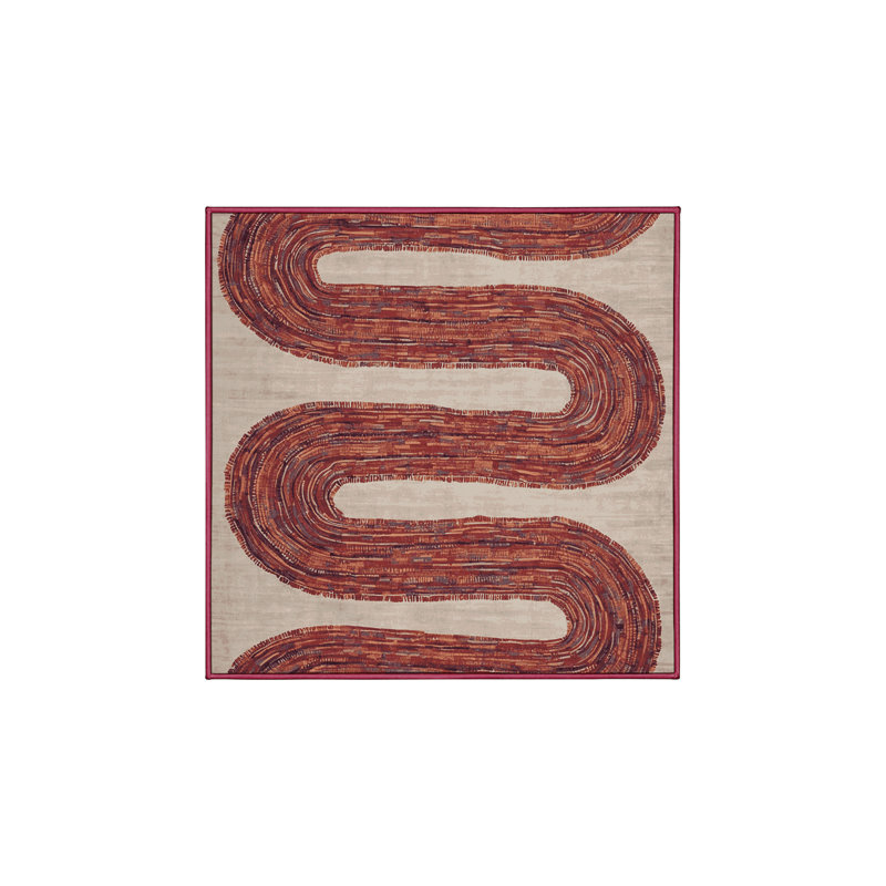 Machine Washable Red Area Rug, Square 8'