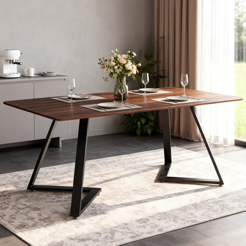 Dazay 150CM Mordern Industrial Dining Table for 6 with Z-shape Pedestals