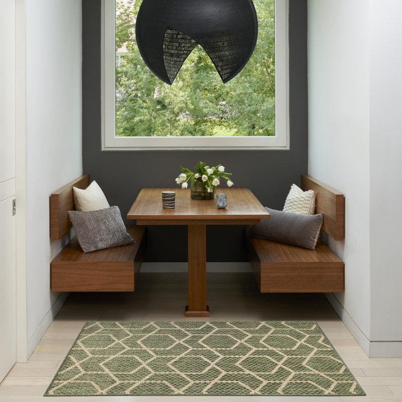 Reidy Modern Indoor/Outdoor Rug, Rectangle 3' x 5', Green