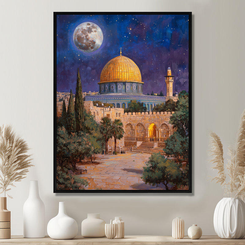 Décorations murales paysage de nuits de la période de la Pâque III, 44" H x 34" W, Floater Framed Print, Black