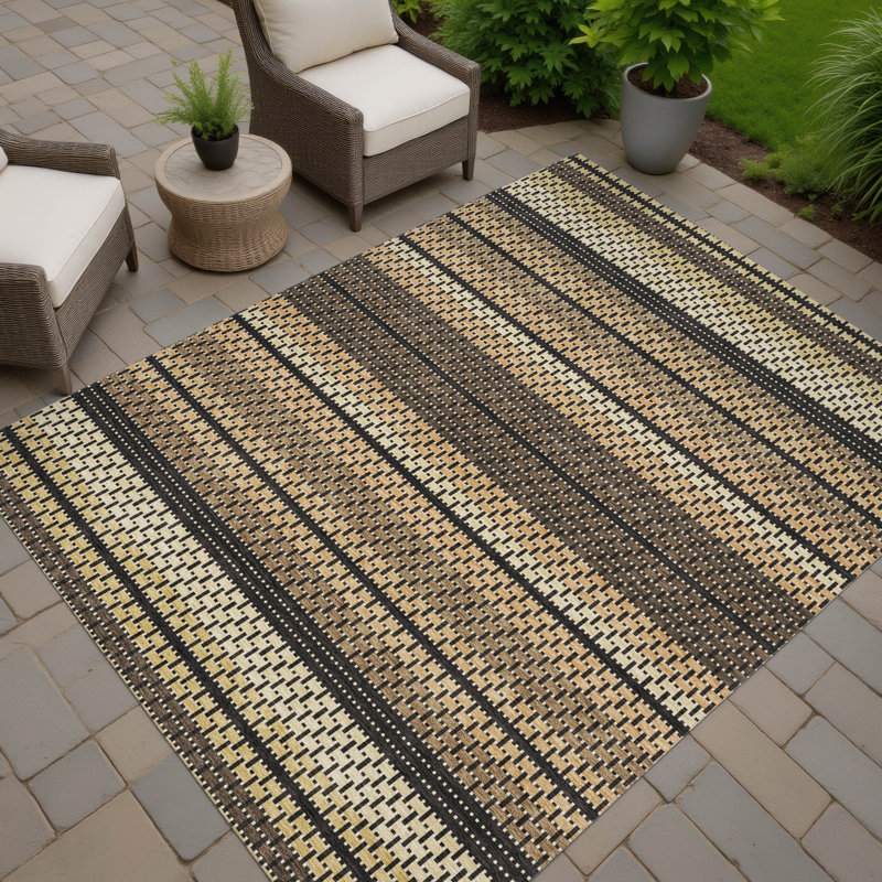 Machine Washable Indoor/Outdoor Lockway ACN2427 Stripes Rug, Rectangle 10' x 14'