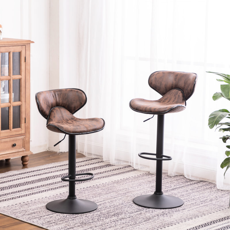 2 , Brown - Adjustable, Base, 360 Swivel Seat With Soft Padding In For Versatile Use, Brown