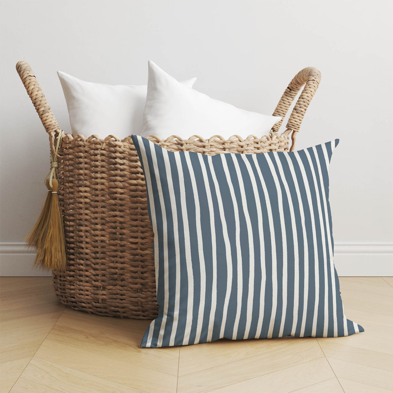 Coussin Ribbon Play, Rayures bleues, H 18 po x l 18 po
