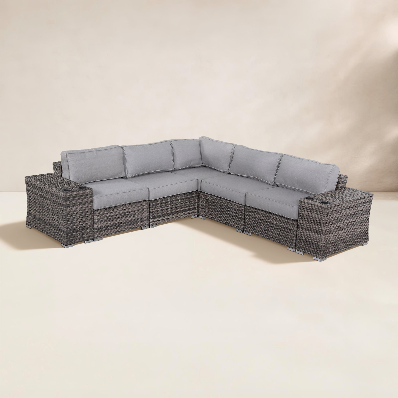 Biles 4-Person Patio Seating Group, Mixed Grey
