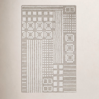 Ivory Hand-Tufted Geometric Rug