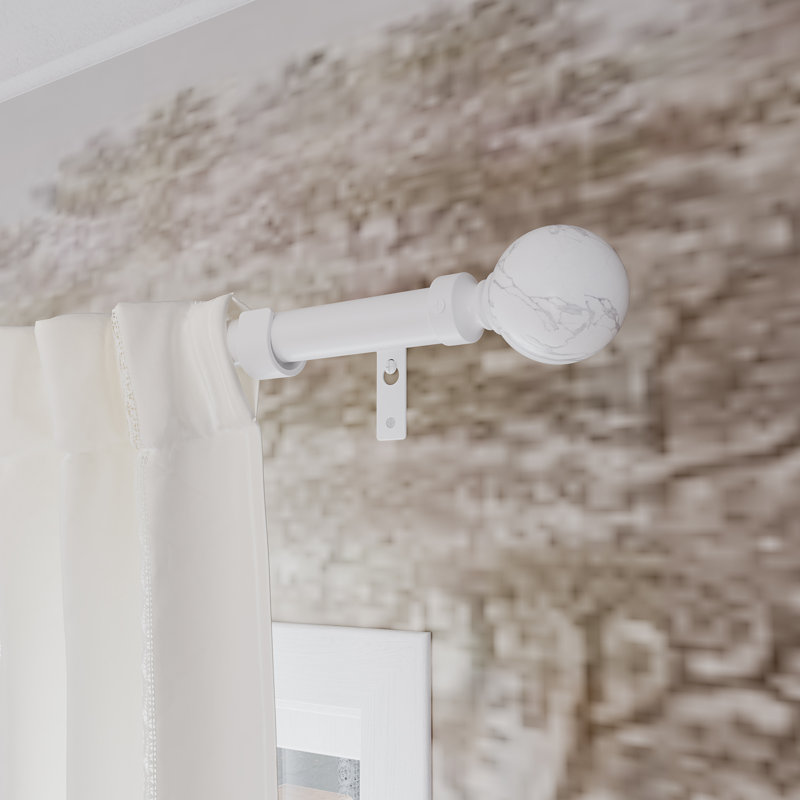 Adjustable Single Curtain Rod and Coordinating Finial Set, 28" - 48"