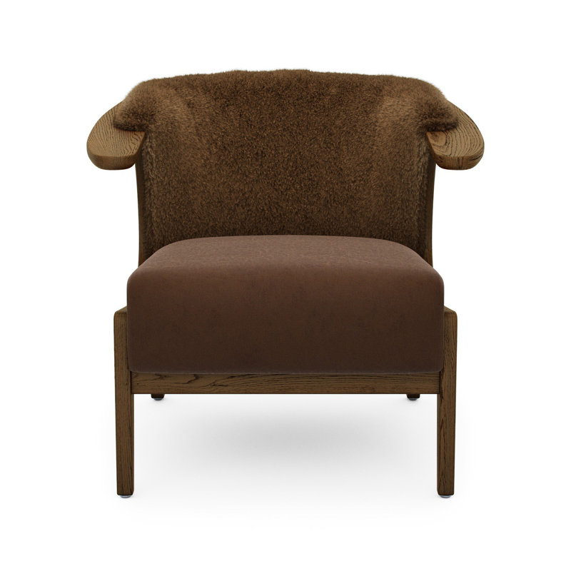 Fauteuil Fabian, Shearling ocre, Chêne fauve