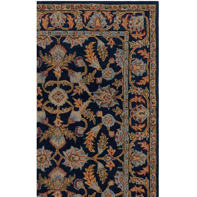 Ferrera Oriental Handmade Tufted Wool Navy Area Rug, Runner 2'3" x 12'