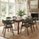 Ensemble de 6 chaises de salle à manger rembourrées style Mid-Century avec dossier courbé et pieds en bois massif