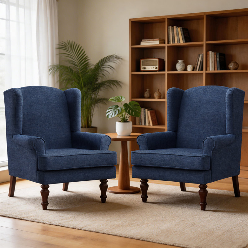 Upholstered Accent Chair, Navy Blue