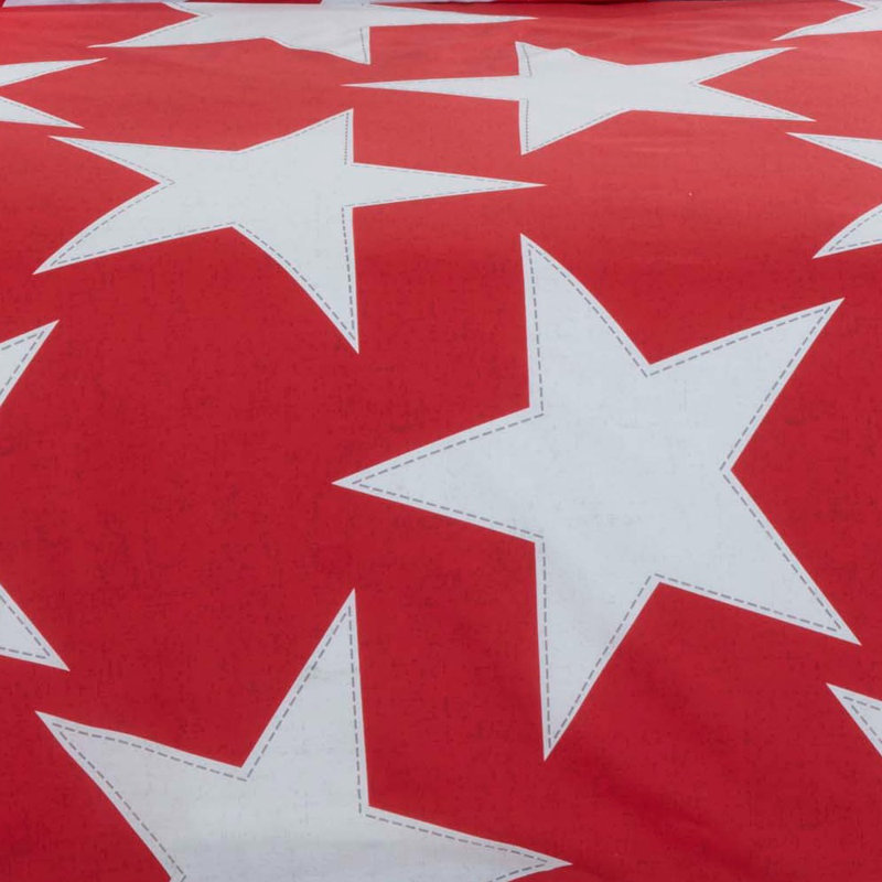 Sally Cotton Blend Geometric Shapes Duvet Cover Set with Pillowcases, Double - 2 Standard Pillowcases, Red