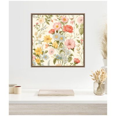 Cottage Core Vintage Summer Floral Pattern by The Creative Bunch Studio Framed Canvas Wall Art Print