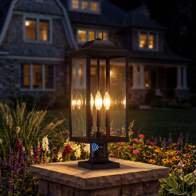 23.75" 3- Light Design Dusk To Dawn Outdoor Post  Light with Pier Mount Base, Versatile Design