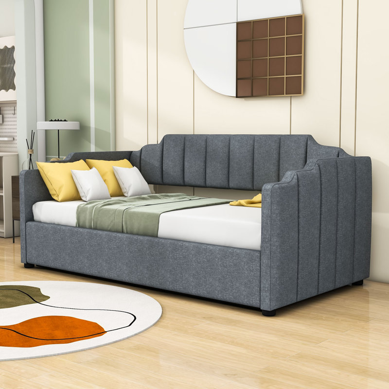Wooden Upholstered Daybed with Underneath Storage, Gray, Full