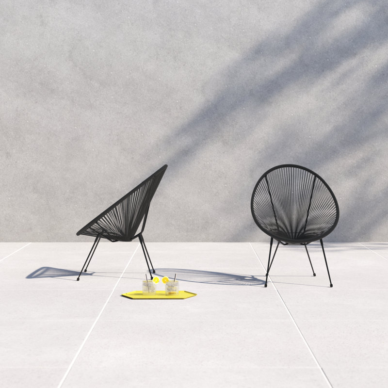 Chaise de patio Sawin Papasan, Noir, noir, noir, noir
