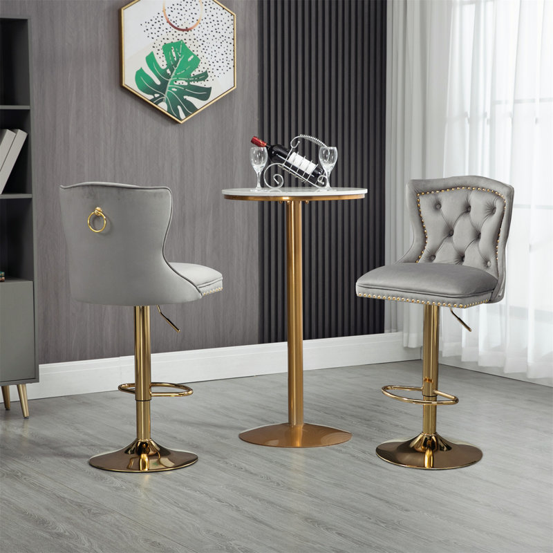 Tabouret de bar réglable en hauteur Emilijana, Gris