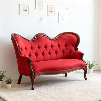 American Retro Fabric Red Sofa