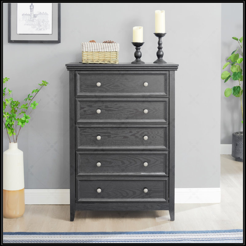 Commode 5 tiroirs Modern, Noir