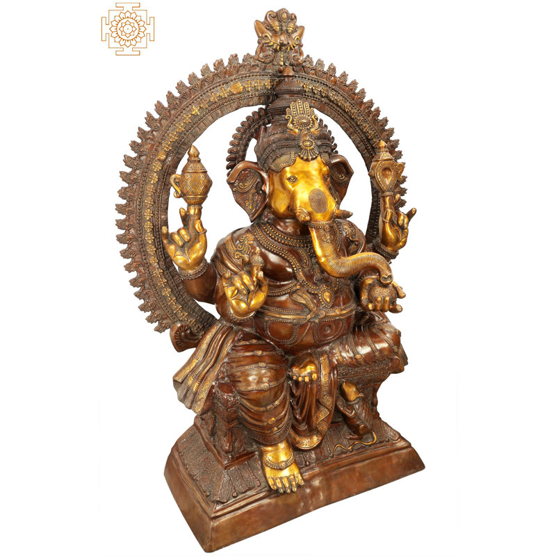Statue monastique en laiton 71 po Ganesha, Brun