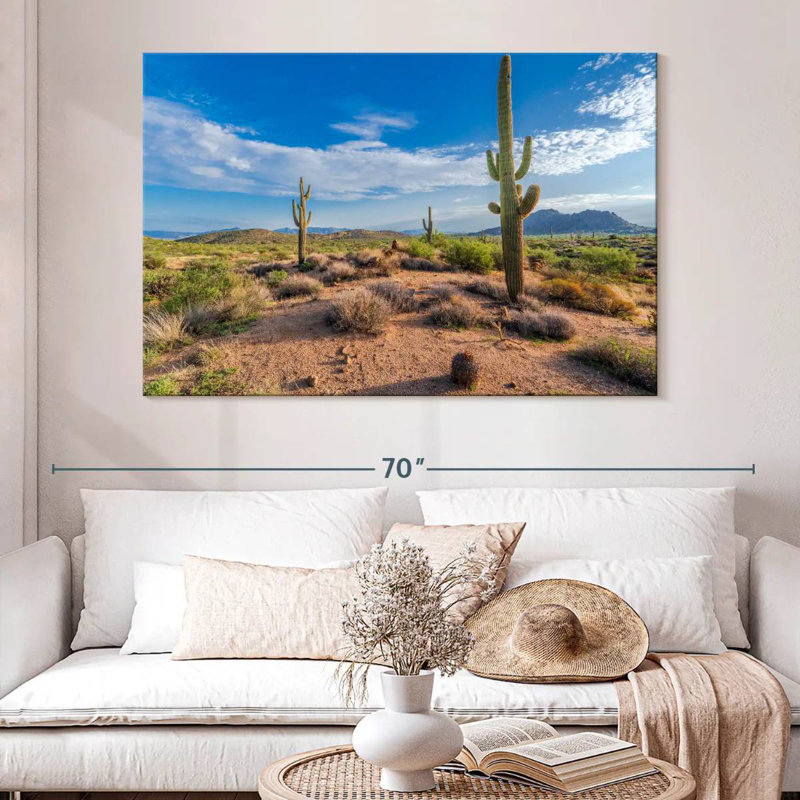 Paysage de cactus Saguaro, H 34 po x l 51 po