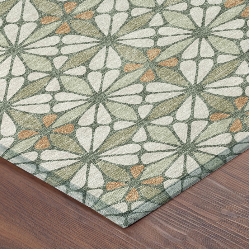Machine Washable Indoor/Outdoor Chantille ACN2469 Geometric Rug, Linen, 8' Round