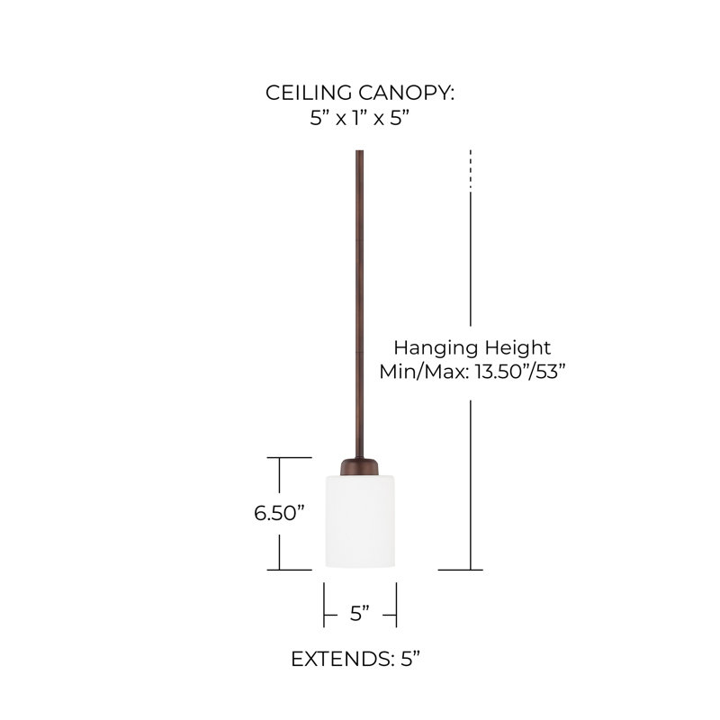 Luminaire suspendu cylindrique à 1 lumière Dixon, Bronze