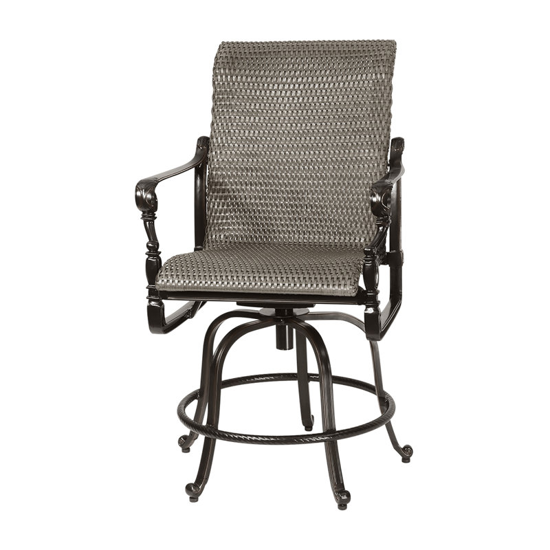 Grand Terrace Woven Swivel Rocking Balcony Stool, Chestnut, Vintage