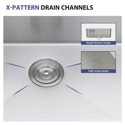 Laundry Sink 23 Inch - 23x18x12 Inch Undermount Utility Sink Deep Single Bowl 16 Gauge Stainless Steel Basin for Laundry Room