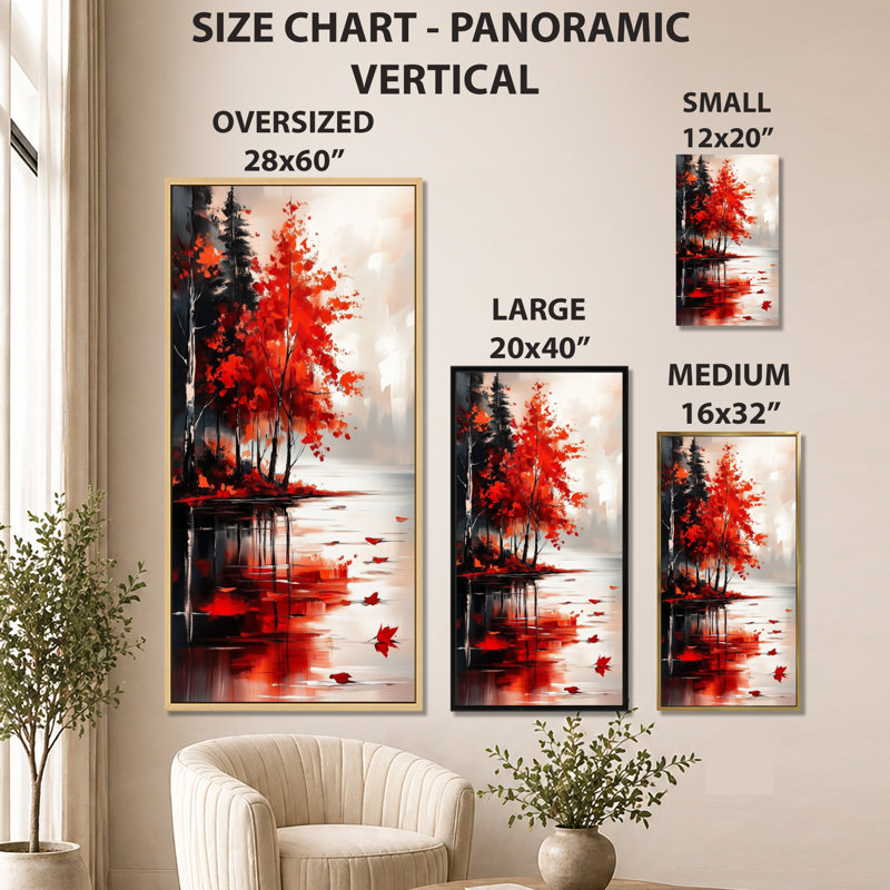 «Red Black Saffo III», impressions sur toile nature, art mural encadré serein, Cadre flottant blanc, H 32 po x l 24 po