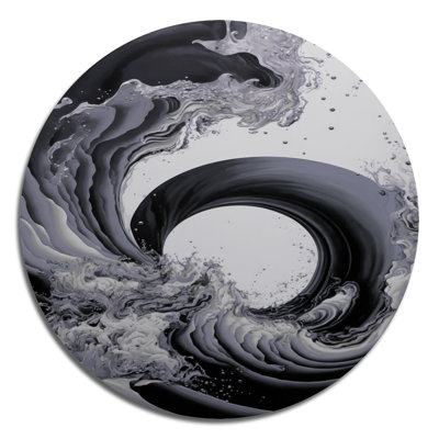 Abstract Waves Iv - Abstract Spirals Round Wall Art On Metal