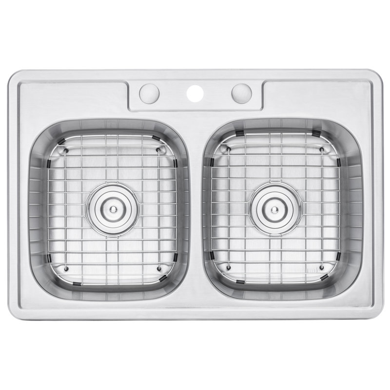 33.12'' L Double Bowl Stainless Steel Kitchen Sink