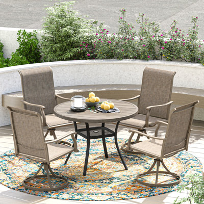 Eideen Round 4 - Person 41.7'' L Outdoor Dining Set -  Red Barrel StudioÂ®, 31ACC36BEBF0441886E960EC77D297EE