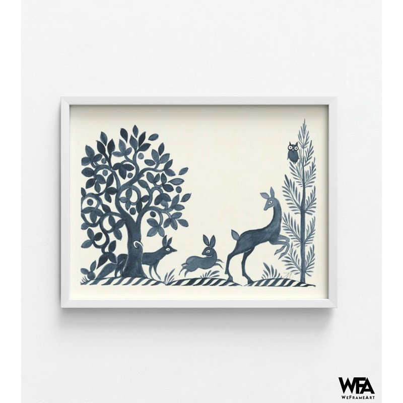 «Forest Friends», art mural, H 36 po x l 48 po, Cadre blanc, Pas de tapis
