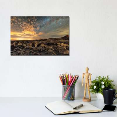 Bisti Badlands Hoodoos Under Bright New Mexico Starry Night - Wrapped Canvas Gallery-Wrapped Canvas Giclée