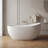 Asymmetrical Moon Design Freestanding Bathtub 63" Matte White Resin Stone Soaking Tub With Backrest  For Ergonomic Comfort