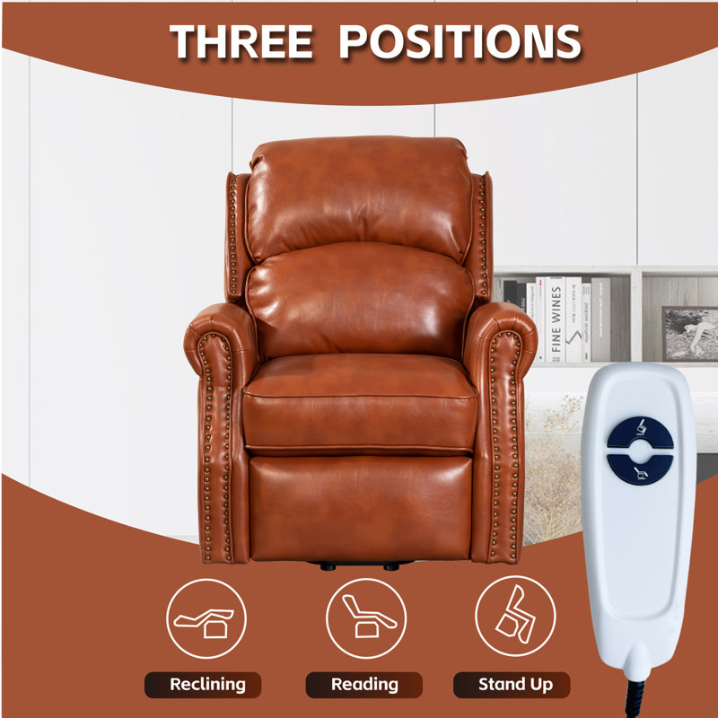Electric Power Lift Recliner Chair Sofa For Elderly, Similicuir caramel