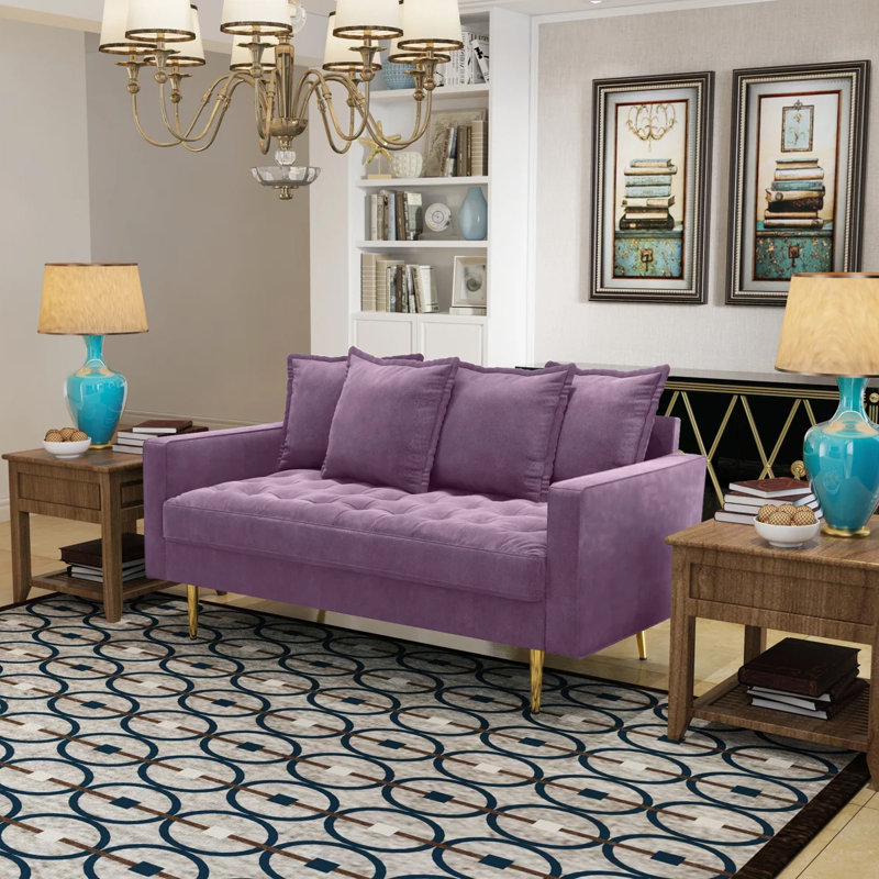 Madalinn 58'' Velvet Loveseat, Lavender Velvet