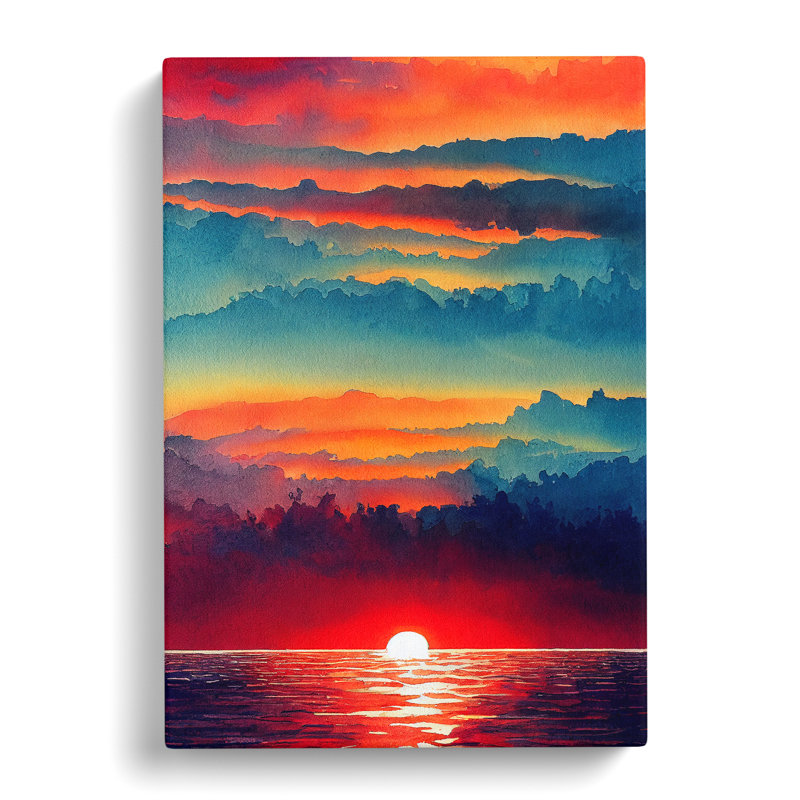 Sunset Watercolour No.2 - Wrapped Canvas, 50cm H x 35cm W x 3cm D
