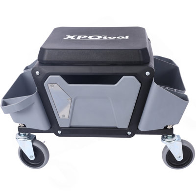 Heavy Duty Mechanic Stool With 330Lbs Load Capability, Garage Stool With Wheels, Rolling Creeper With Soft Rubber Cushion Seating For Auto Repair And DIY Home Car Beauty, Gray