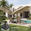 Parasol extérieur à double plateau avec base, 8 nervures en aluminium renforcé, inclinaison à 6 positions-868585355-868585350