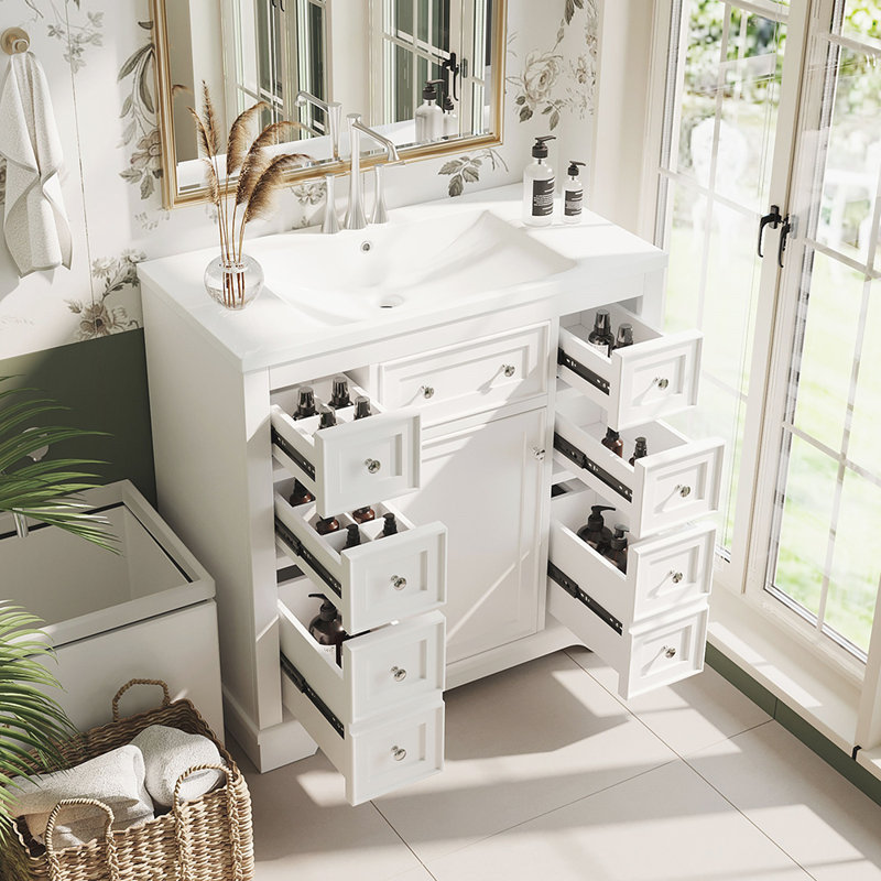 Meuble-lavabo simple avec plateau Mylek 36,01, Blanc