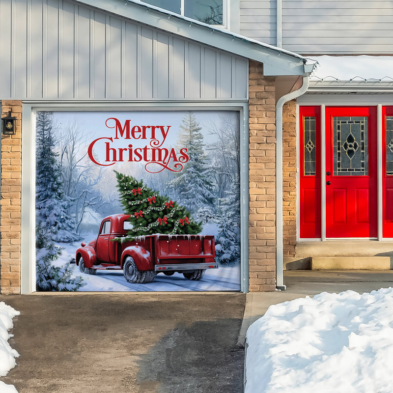 Couverture de porte de garage simple Evergreen Christmas Delivery