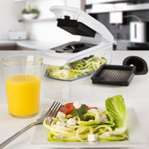 Ginsu Chop 'N Spiral Slicer Pro - White, Food Spiralizer, Stainless Steel  Blades, Non-Slip Base, Dishwasher Safe