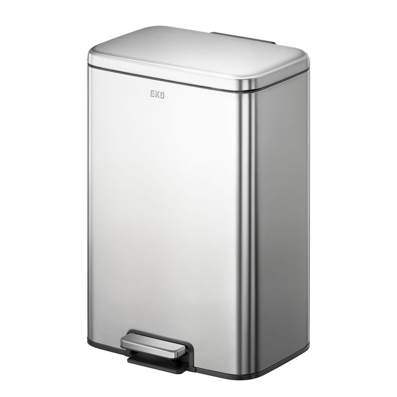 EKO Maxwell Step On Foot Pedal Trash Can, 13.2 Gallon/50L Stainless Steel Finish, Fingerprint Resistant for Effortless Waste Disposal