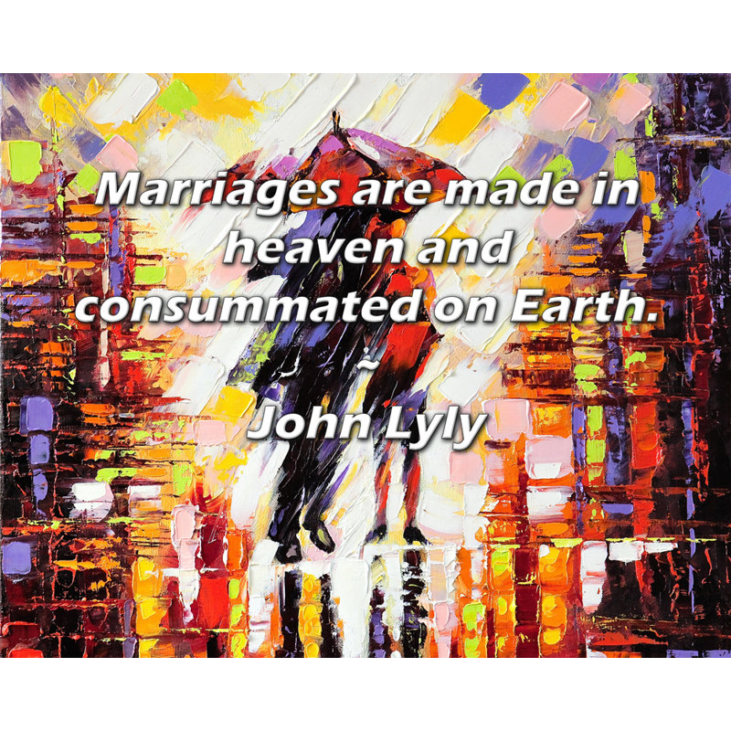 Toile tendue de la galerie Trinx par John Lyly: «Les mariages sont faits au paradis et consommés sur E
