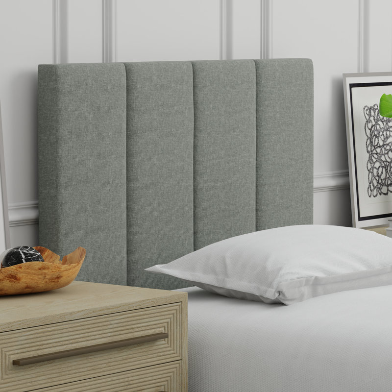 Avag Upholstered Panel Headboard, Twin, Light Gray