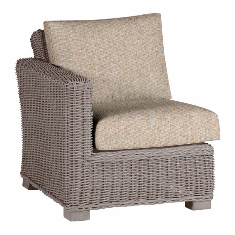 Canapé modulaire d'extérieur en résine tressée rustique N-Dura, Pas de soudure, Huître, Toile sable