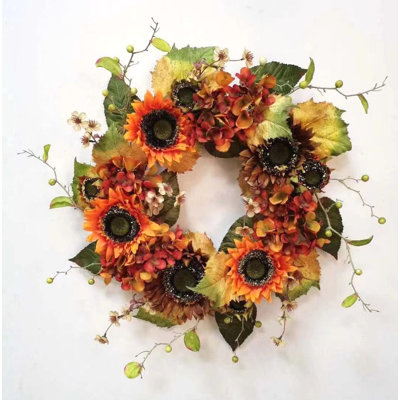 24" Sunflower Terracotta Hydrangea Wreath